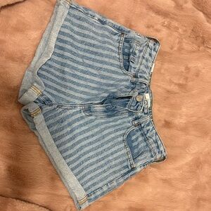 Pacsun Striped Blue Denim Women's Shorts